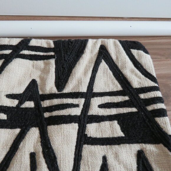 WEST ELM 100% Cotton Cream Black Abstract Embroidered Decor Throw Pillow Sham - Picture 3 of 12